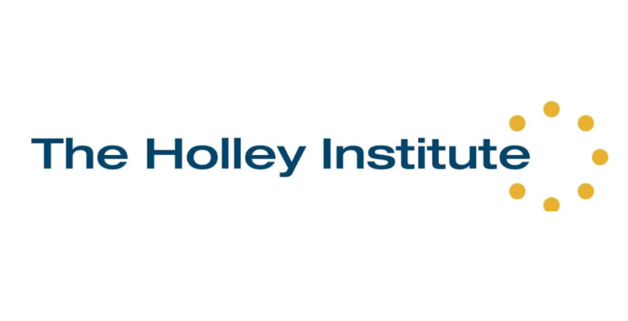 The Holley Institute logo with blue text and a ring of orange-yellow dots to the right.