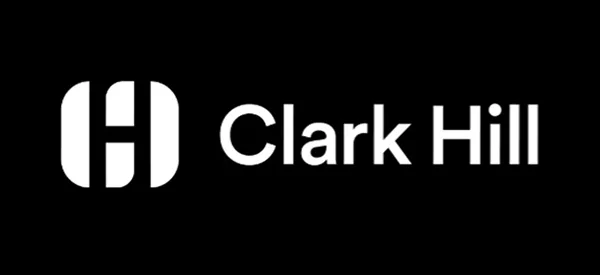 Clark Hill logo in white on a black background.