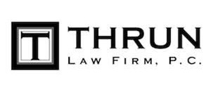 Logo for Thrun Law Firm, P.C., featuring a black square emblem with a stylized 'T' next to the text 'THRUN LAW FIRM, P.C.'